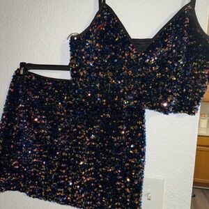 Hot Miami Styles Sequin Mini 2 piece set - Multicolor